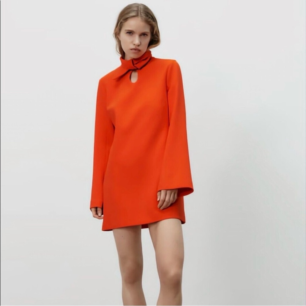 Zara Oversized Collar Orange Mini Dress